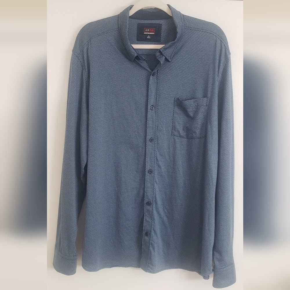 Johnston & Murphy (J&M Flex) Casual Navy /designs- Button-Down Shirt for Men XL